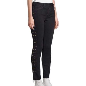 DRIFTWOOD Black Metal Studded Jackie Skinny Raw Hem Jeans Edgy Festival Sz 28